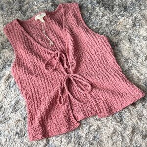 Pink Textured Sleeveless Top